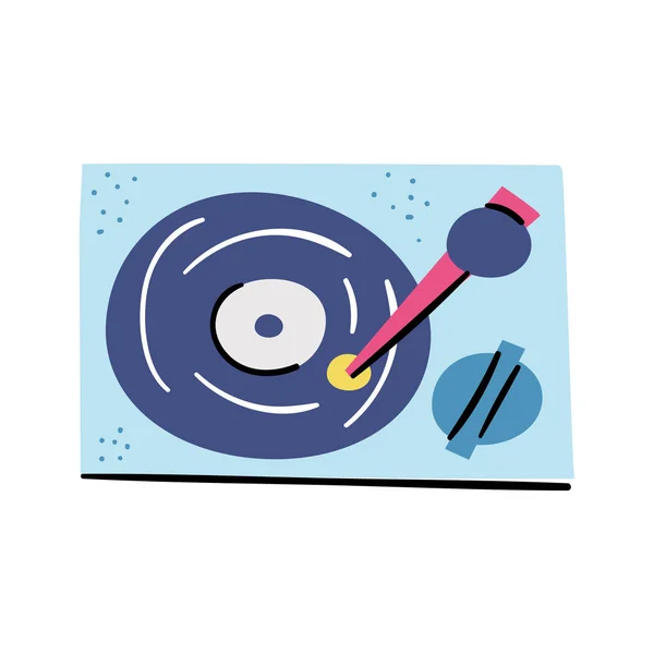 Vector retro tocadiscos vinilo tocadiscos icono de dibujos animados — Vector de stock