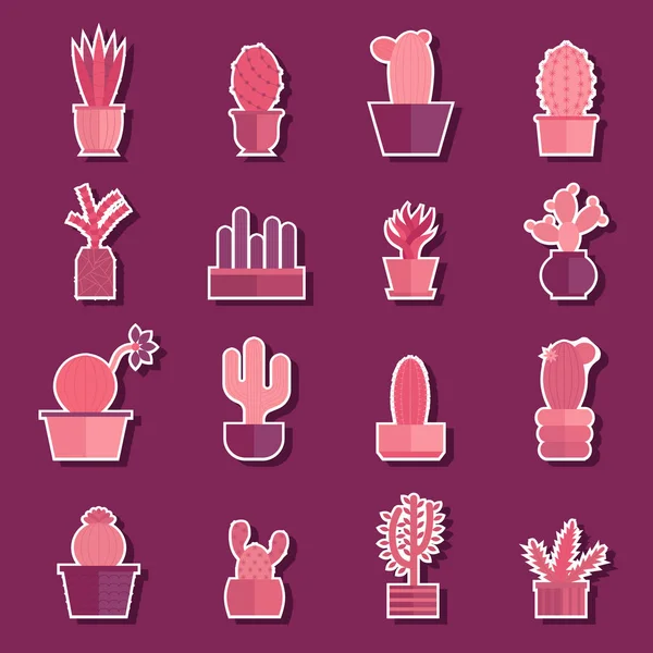 Vecteur dessin animé maison plante cactus icône fond — Image vectorielle