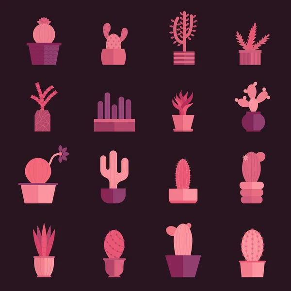 Vector dibujos animados casa planta cactus icono fondo — Vector de stock