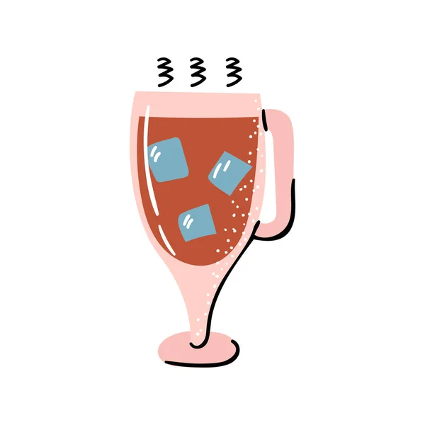 Ilustración Vectorial Con Hielo Aislado Moda Dibujos Animados Vidrio Bebida — Vector de stock