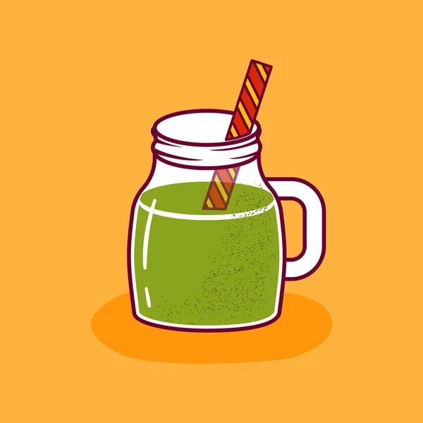 Caricature vectorielle smoothie vert non alcoolisé ou icône de cocktail — Image vectorielle