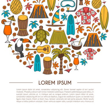 Hawaii arka plan vektör el çekilmiş