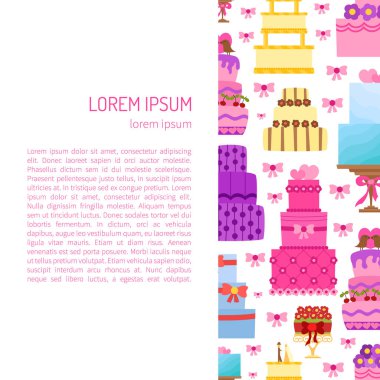 Vektör karikatür düz düğün pastaları