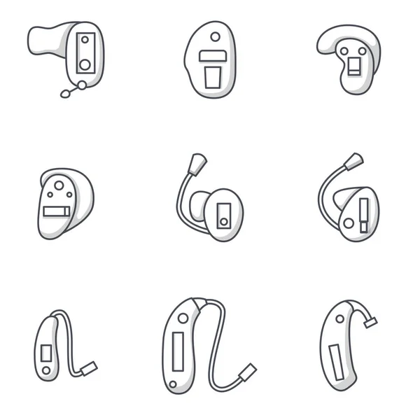 Vektör düz çizgi işitme cihazlarıyla Icons set