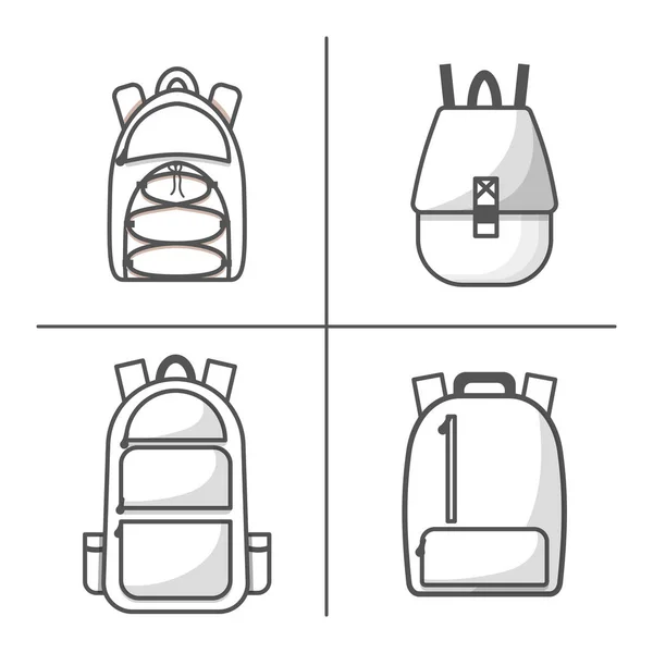 Ilustração Vetorial Com Mochila Plana Desenhos Animados Mala Esportiva Mochila — Vetor de Stock