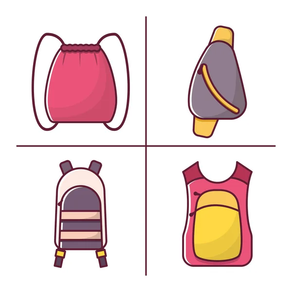 Mochila plana de dibujos animados vectorial, fondo de la maleta deportiva — Vector de stock