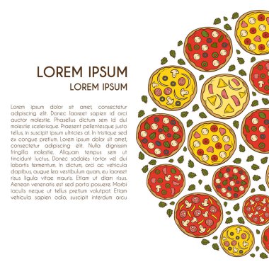 Pizza arka plan vektör çizim karikatür el ile çizilmiş