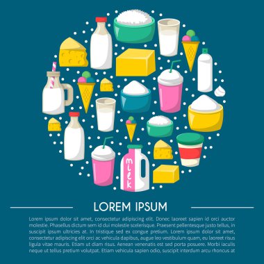 Vektör karikatür süt ürünleri