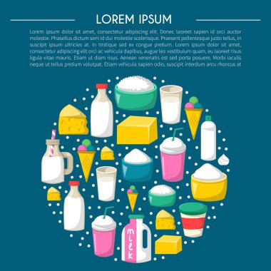 Vektör karikatür süt ürünleri