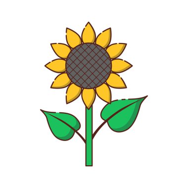 Vektör düz çizgi ayçiçeği simgesi