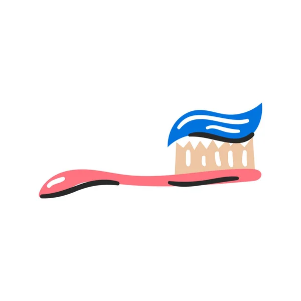 Set avec brosse à dents mignonne, personnages de dessins animés, hygiène dentaire orale, set, collection, vecteur . — Image vectorielle