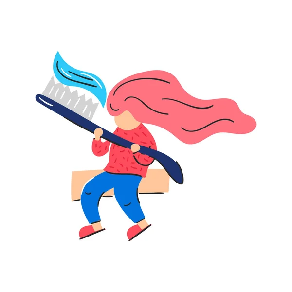 Vrouw met een tandenborstel — Stockvector
