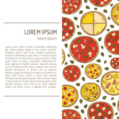 Pizza arka plan vektör çizim karikatür el ile çizilmiş