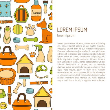 Köpek şeyler arka plan vektör el çekilmiş