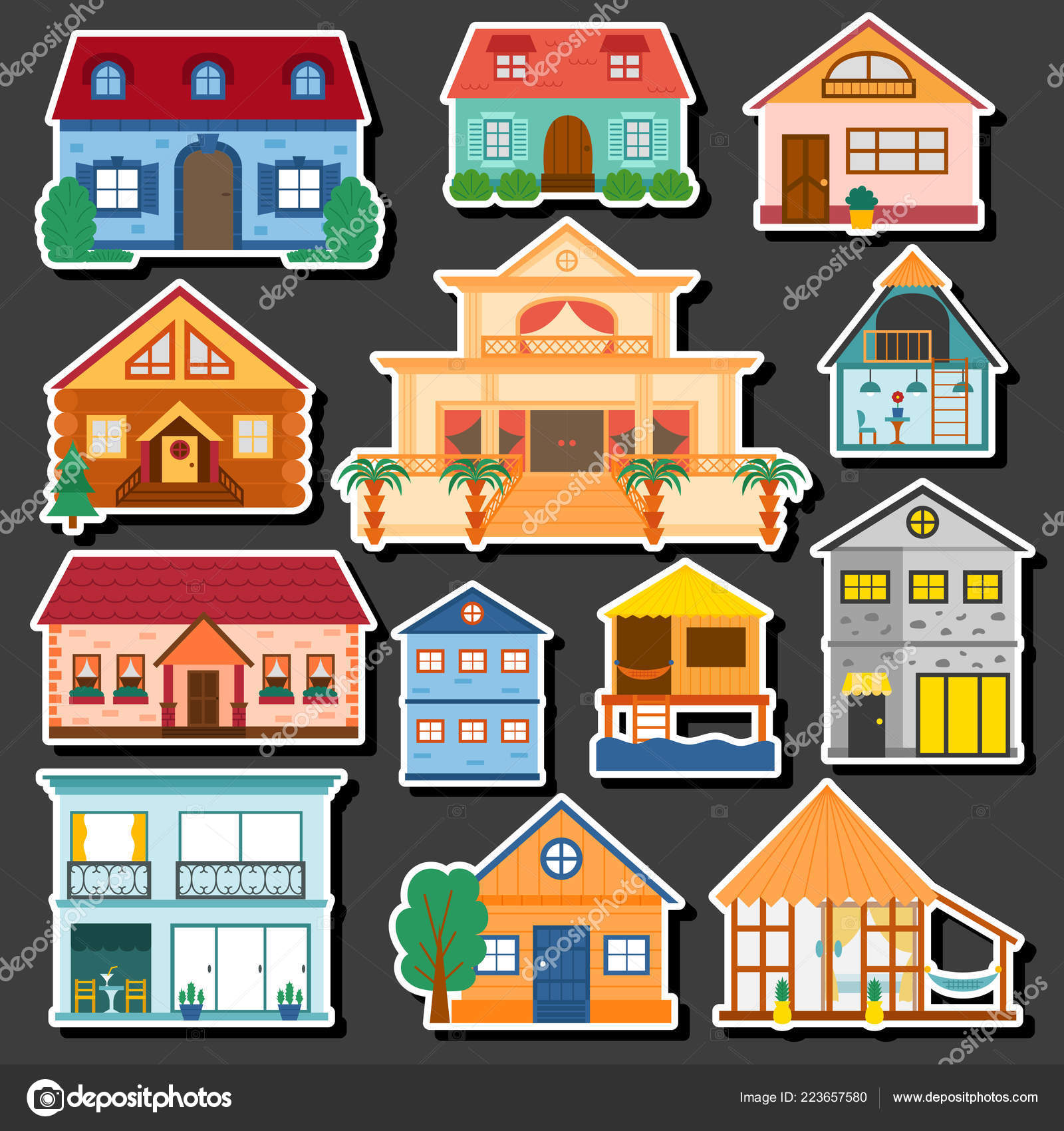 Vector cartoon rent vacation houses Stock Vector Image by ©petitelili #223657580 Vector cartoon rent vacation houses Stock Vector Image by ©petitelili #223657580