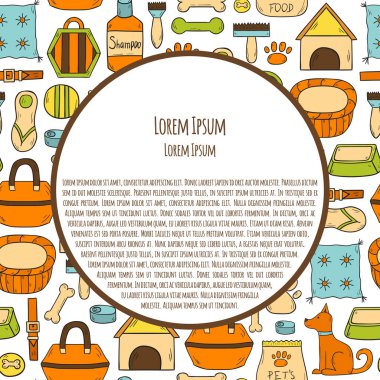 Köpek şeyler arka plan vektör el çekilmiş