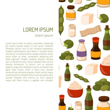 Vektör çizim karikatür soya ürünleri ile