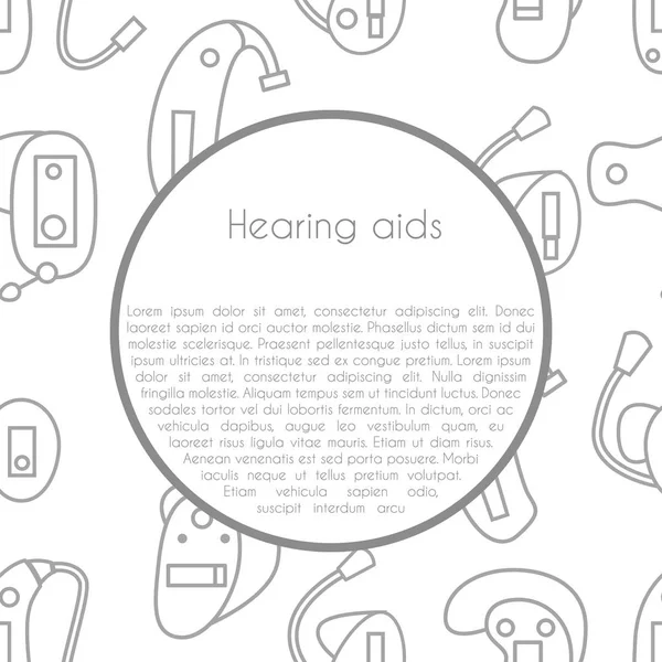 Vector set with flat line hearing aids icons — Stock Vector