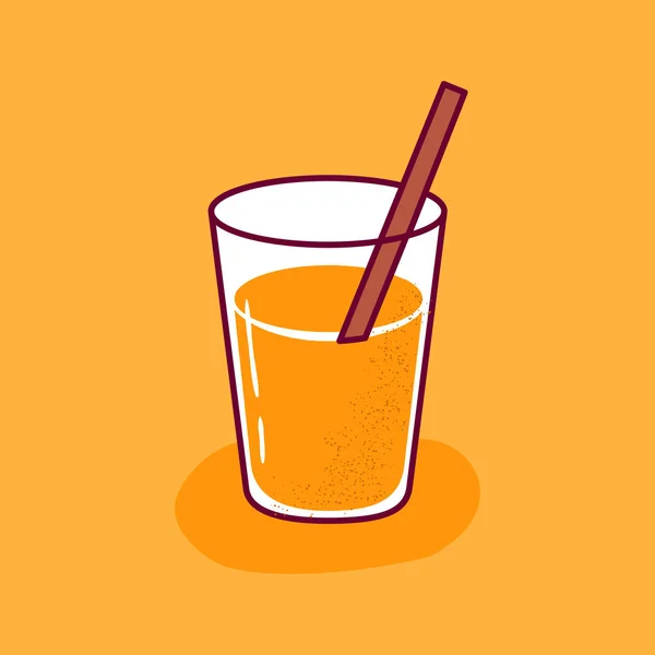 Sumo de laranja de desenho animado vetorial no ícone isolado de vidro — Vetor de Stock