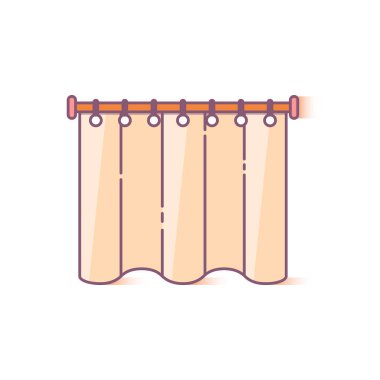 Vektör duş perdesi şablon banyo iç için. Banyo ve duş iç illüstrasyon için perde