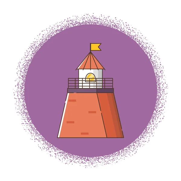 ベクトル漫画フラット灯台の背景に分離 — ストックベクタ