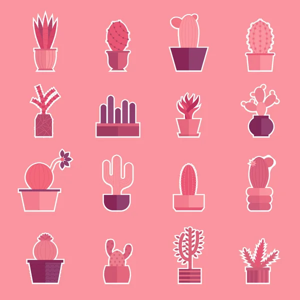 Vektor kreslené dům rostlin kaktus ikona pozadí — Stockový vektor