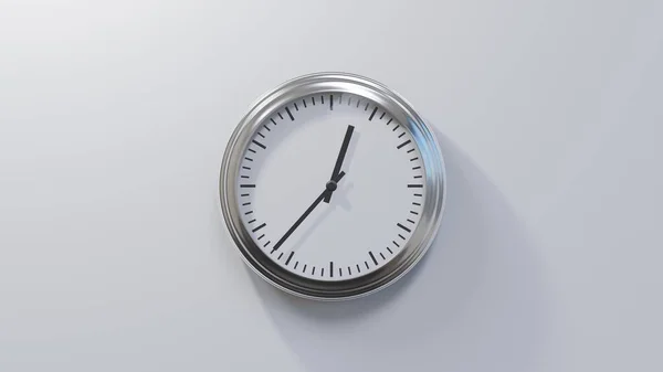 Glossy Chrome Clock White Wall Thirty Seven Twelve Time — Stock Photo, Image