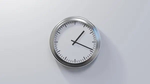 Glossy Chrome Clock White Wall Nineteen One Time — Stock Photo, Image