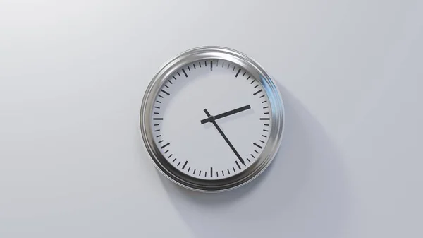 Glossy Chrome Clock White Wall Twenty Four Two Time — Stock Photo, Image