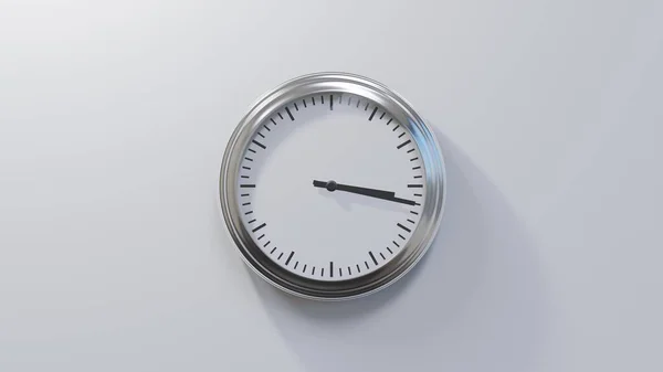 Błyszczący Chromowany Zegar Białej Ścianie Trzeciej Cały Czas Lub — Zdjęcie stockowe