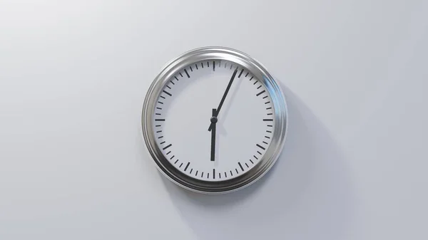 Glossy Chrome Clock White Wall Four Six Time — Stock Photo, Image