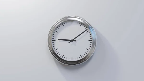 Relógio Cromado Brilhante Numa Parede Branca Nove Nove Nove Tempo — Fotografia de Stock