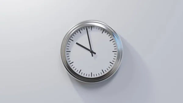 Glossy Chrome Clock White Wall Fifty Eight Nine Time — Stock Photo, Image