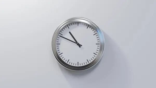 Glossy Chrome Clock White Wall Forty Nine Ten Time — Stock Photo, Image