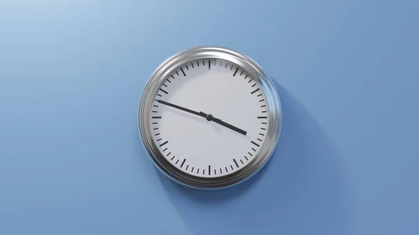 Glossy Chrome Clock Blue Wall Forty Eight Three Time — Stock Photo, Image