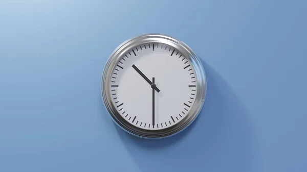 Chromglänzende Uhr Einer Blauen Wand Halb Zehn Ist Oder Uhr — Stockfoto