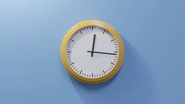 Glossy Orange Clock Blue Wall Sixteen Twelve Time — Stock Photo, Image