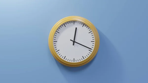 Glossy Orange Clock Blue Wall Nineteen Twelve Time — Stock Photo, Image