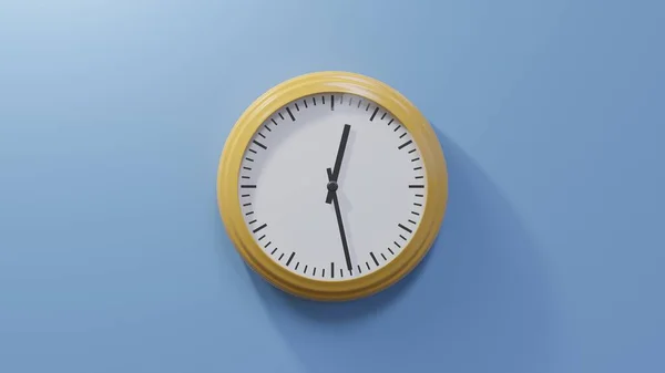 Mavi Bir Duvardaki Parlak Turuncu Saat Geçiyor Saat — Stok fotoğraf