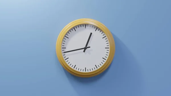 Glossy Orange Clock Blue Wall Forty Three Twelve Time — Stock Photo, Image