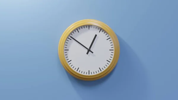 Glossy Orange Clock Blue Wall Fifty One Twelve Time — Stock Photo, Image