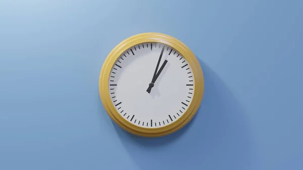 Relógio Laranja Brilhante Numa Parede Azul Três Meia Tempo — Fotografia de Stock