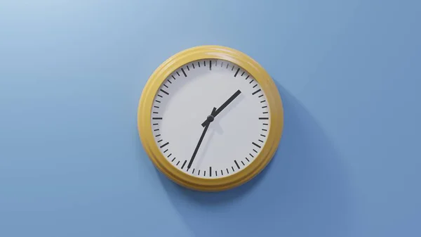 Glossy Orange Clock Blue Wall Thirty Four One Time — Stock Photo, Image