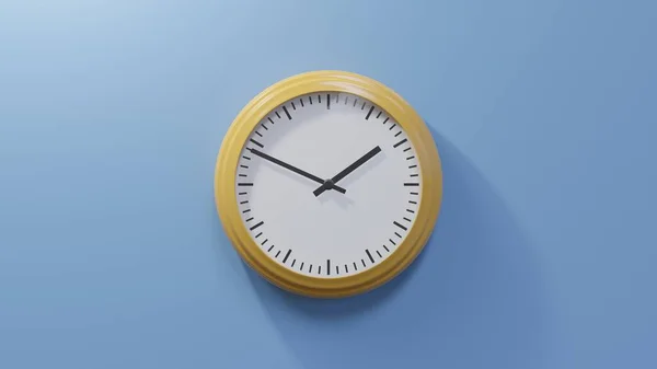 Relógio Laranja Brilhante Numa Parede Azul Quarenta Nove Uma Tempo — Fotografia de Stock