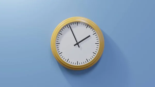 Glossy Orange Clock Blue Wall Fifty Six One Time — Stock Photo, Image