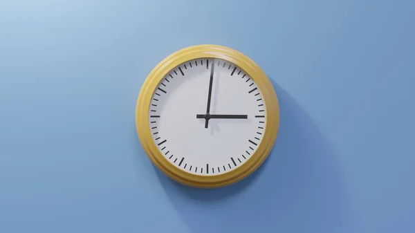 青い壁の上の光沢のあるオレンジ色の時計 時間は3時01分または15時01分 — ストック写真