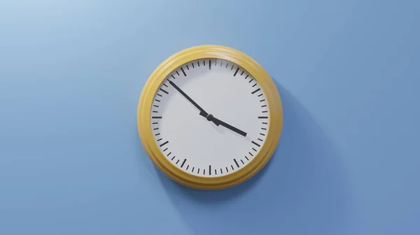 Glossy Orange Clock Blue Wall Fifty Two Three Time — Stock Photo, Image