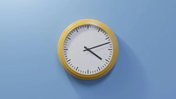 Glossy Orange Clock Blue Wall Twelve Four Time — Stock Photo, Image