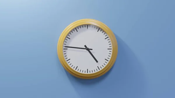 Glossy Orange Clock Blue Wall Forty Six Four Time — Stock Photo, Image