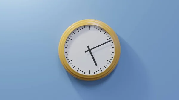 Glossy Orange Clock Blue Wall Eleven Five Time — Stock Photo, Image
